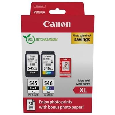Cartucce Canon PG-545XL + CL-546XL + 50 fogli carta foto