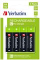 VERBATIM BATTERIE ALCALINE RICARICABILI AA HR06 4 pezzi