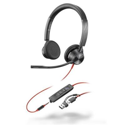 Cuffie POLY BLACKWIRE 3325 USB-C/A + AUX 3,5 mm