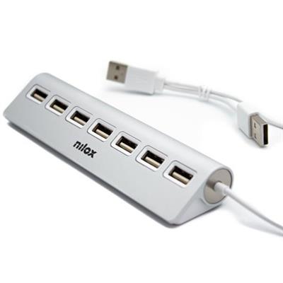HUB NILOX 7 PORTE USB 2.0 - ALLUMINIO