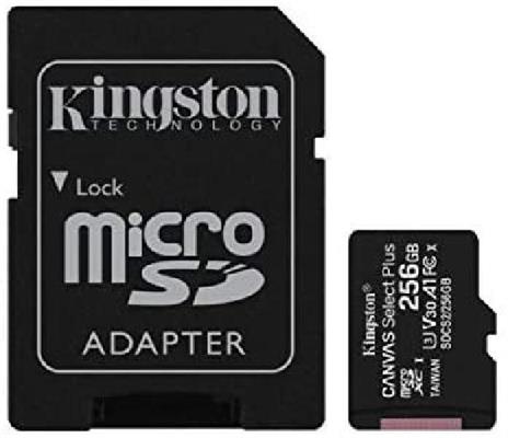 Memoria MicroSDXC 256 Gb Kingston classe 10 + adattatore SD