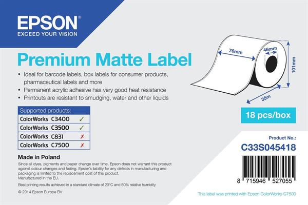 ROTOLO CARTA CONTINUA ADESIVA EPSON PREMIUM MATTE 76MMX25M