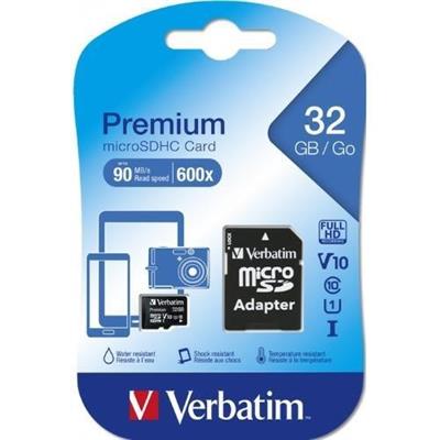 Memoria Verbatim MicroSD 32 Gb Classe 10 + adattatore SD