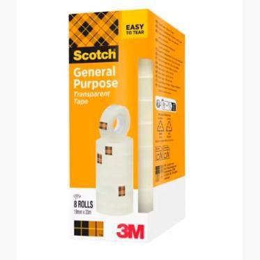 Nastro Adesivo Trasparente 3M Scotch 8 Rotoli (19 mm x 33 m)
