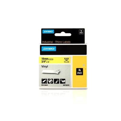 Etichette Dymo Rhino rotolo da 19mm x 5,5m nero su giallo