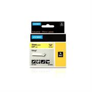 Etichette Dymo Rhino rotolo da 19mm x 5,5m nero su giallo