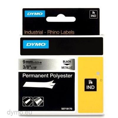 NASTRO DYMO RHINO ID1-9 NERO SU GRIGIO METAL. 9MM X 5,5M