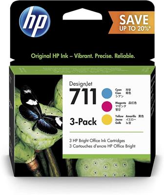 HP 711 CONFEZIONE DA 3 CARTUCCE CIANO/MAGENTA/GIALLO ORIG.